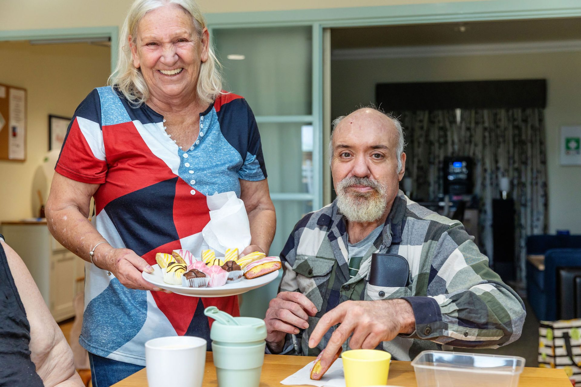 Two people having tea